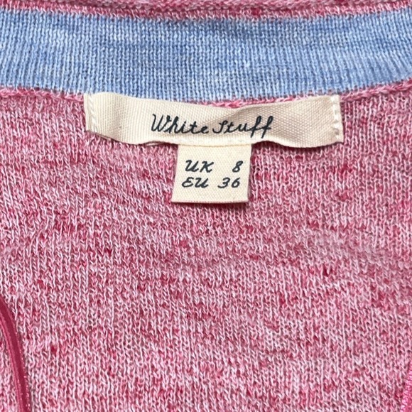 WHITE STUFF WOMENS CARDIGAN SALMON PINK SWEATER LINEN - Picture 3 of 4